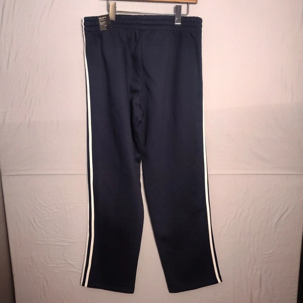 Adidas Mens Navy Blue 3-Stripe Straight Leg Track Pants Large NWT
